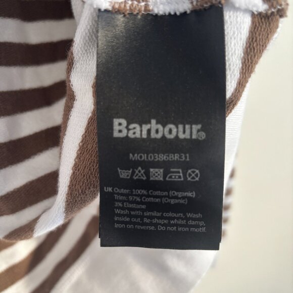 Barbour Brown White Striped Long Sleeve Tee - Medium - Picture 8 of 11